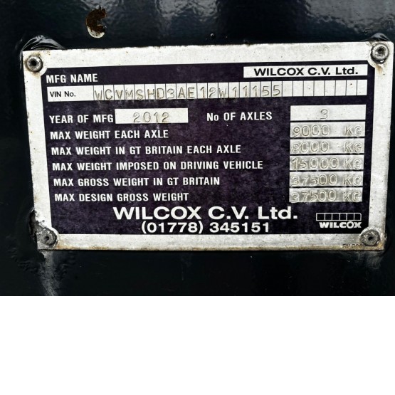 2012 WILCOX BULK TIPPER in Tipper Trailers Trailers
